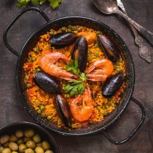 Paella de pescado y marisco