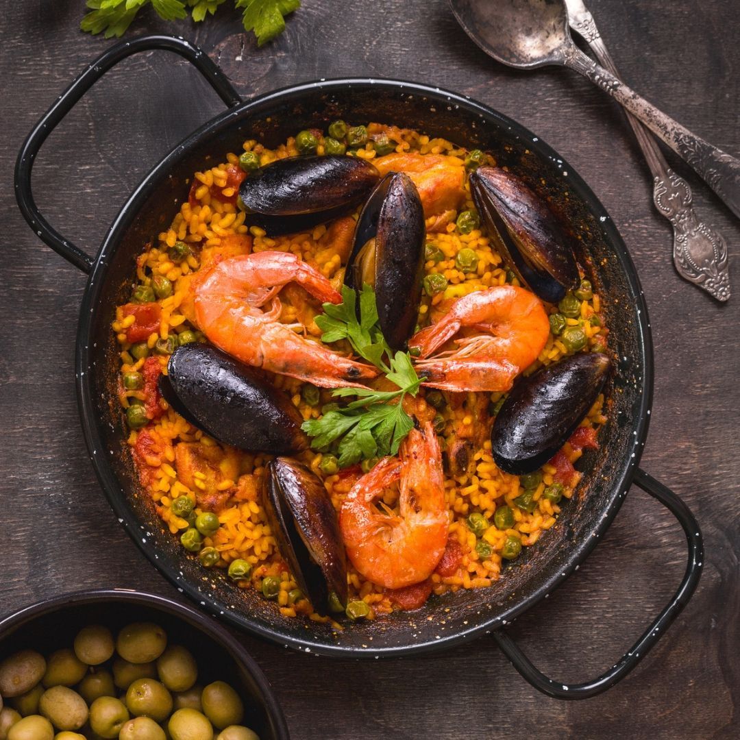 Paella de pescado y marisco