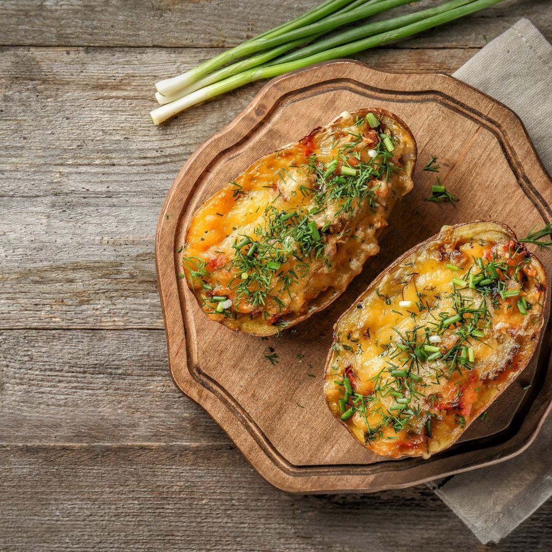 Papas rellenas de carne gratinadas