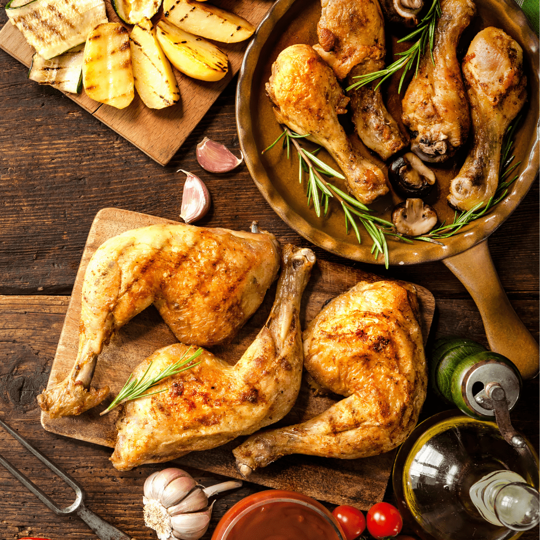 Pollo asado con papas panaderas