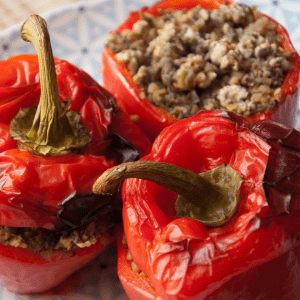 Pimiento rojo relleno de carne