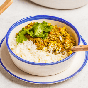 Lentejas compuestas con arroz blanco