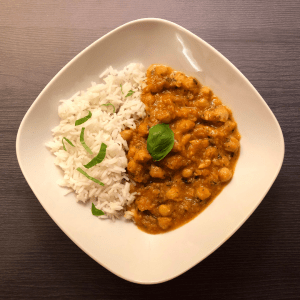 Curry de garbanzos con arroz